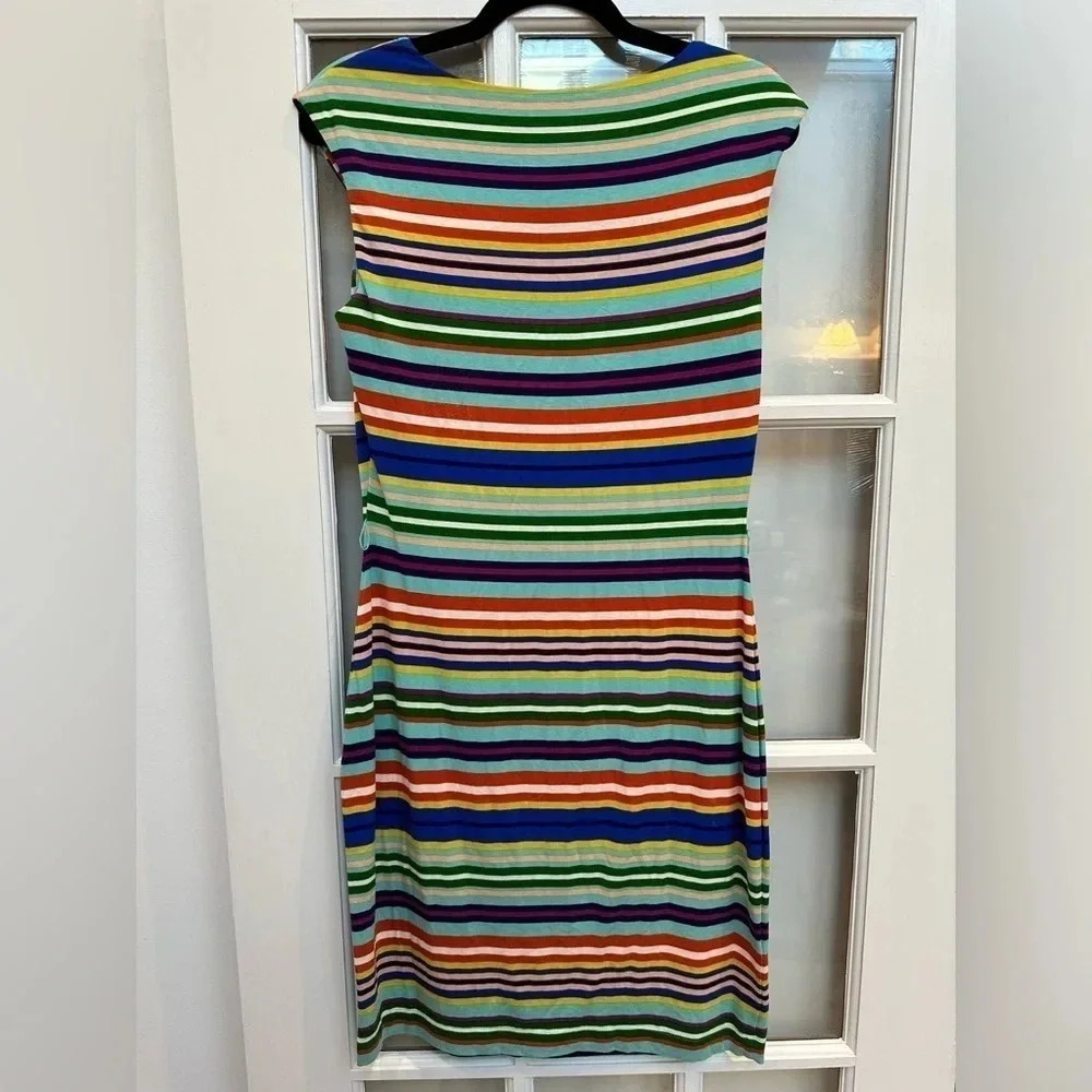 Calvin Klein Y2K Chic Multicolor Lightweight Stripe Classic Dress Size 8 Medium - Picture 2 of 7